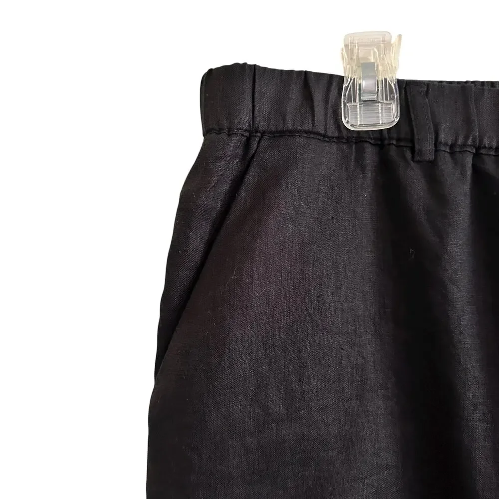 NWT Quince 100% European Linen Pants Black XL Crop Slight Taper